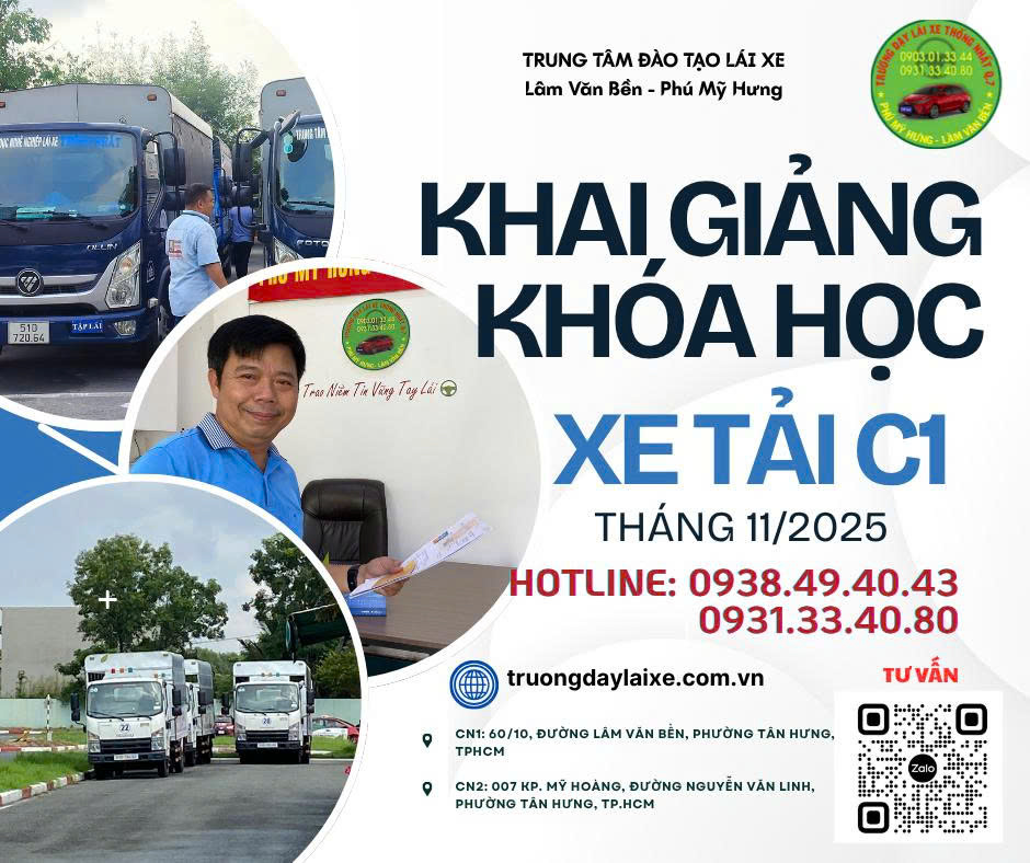 🎯 CƠ HỘI NGHỀ NGHIỆP VỮNG CHẮC: KHAI GIẢNG KHÓA HỌC LÁI XE TẢI HẠNG C1 THÁNG 11/2025 🚛
