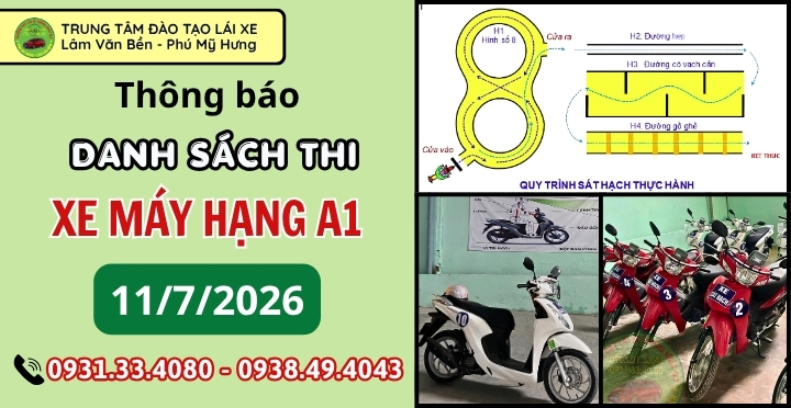 DANH SÁCH THI HẠNG A1 NGÀY 11/7/2026
