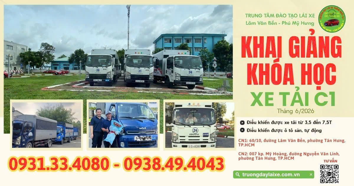 👉 BẠN CÓ NHU CẦU HỌC BẰNG LÁI XE TẢI HẠNG C1 - HÃY ĐẾN NGAY TRUNG TÂM ĐÀO TẠO LÁI XE LÂM VĂN BỀN - PHÚ MỸ HƯNG 👈