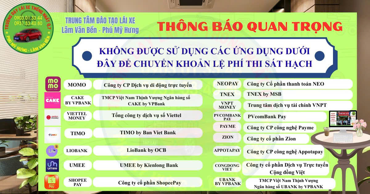 👉LƯU Ý KHI CHUYỂN KHOẢN THANH TOÁN LỆ PHÍ THI👈