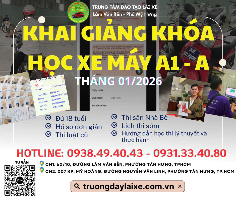 KHAI GIẢNG KHÓA HỌC BẰNG LÁI XE MÁY A1/A - THÁNG 01/2026 🛵💨